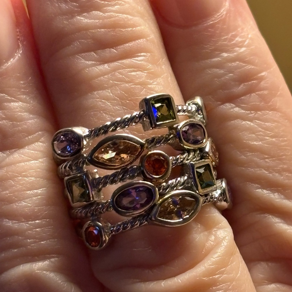 Multi-Stack Sterling Silver Gemstone Ring - Nfs - image 1